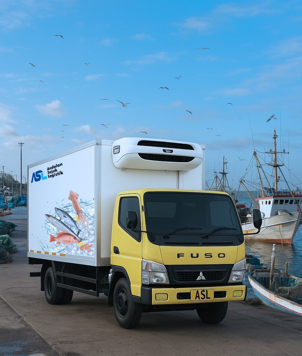 banner utama website asl 2 Truk pendingin putih Sewa Mobil Pendingin siap kirim makanan beku
